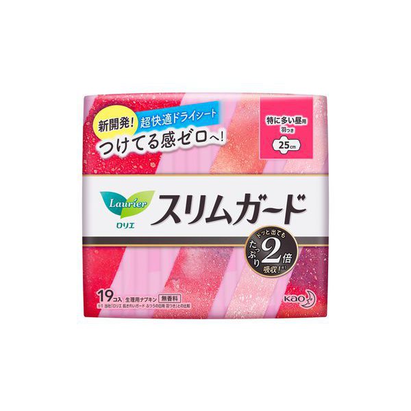 Laurier Slim Guard – Especially for Heavy Day Use, with Wings, 25cm, 19pcs [Menstrual Napkin]