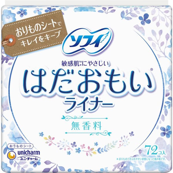 Unicharm Sofy Hadaomoi Panty Liners – Fragrance-Free, 14cm, 72 pads
