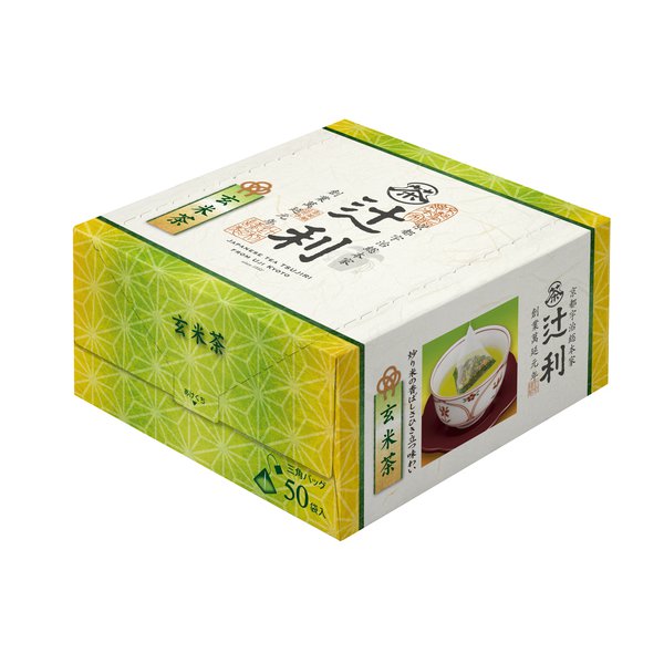Tsujiri Genmaicha 50 tea bags - Green tea leaves with roasted brown rice