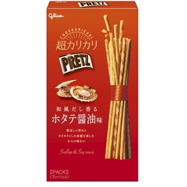 Glico Super Crunchy Pretz – Japanese Style Dashi Scallop Soy Sauce Flavor 55g