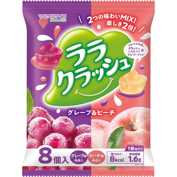 Mannan Life Rara Crush Assorted Grape & Peach – Delicious Jelly Mix 24g x 8 Pieces