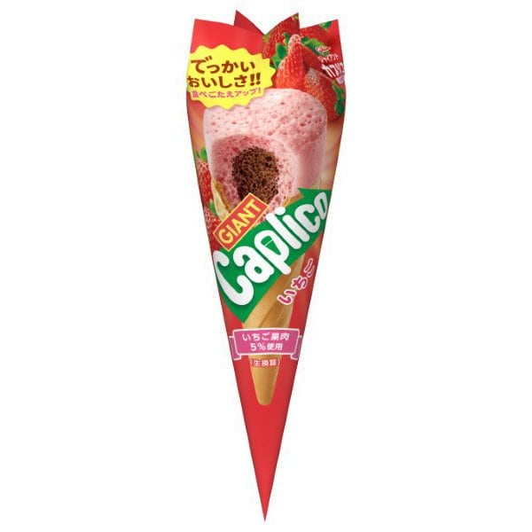 Glico Giant Caplico Strawberry – Japanese Whipped Strawberry Chocolate Ice Cream Cone