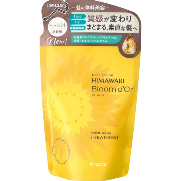Himawari Bloom d’Or Moisture In Treatment Refill 330 mL – Deep Sealing Care for Smooth, Manageable Hair [With alcohol]