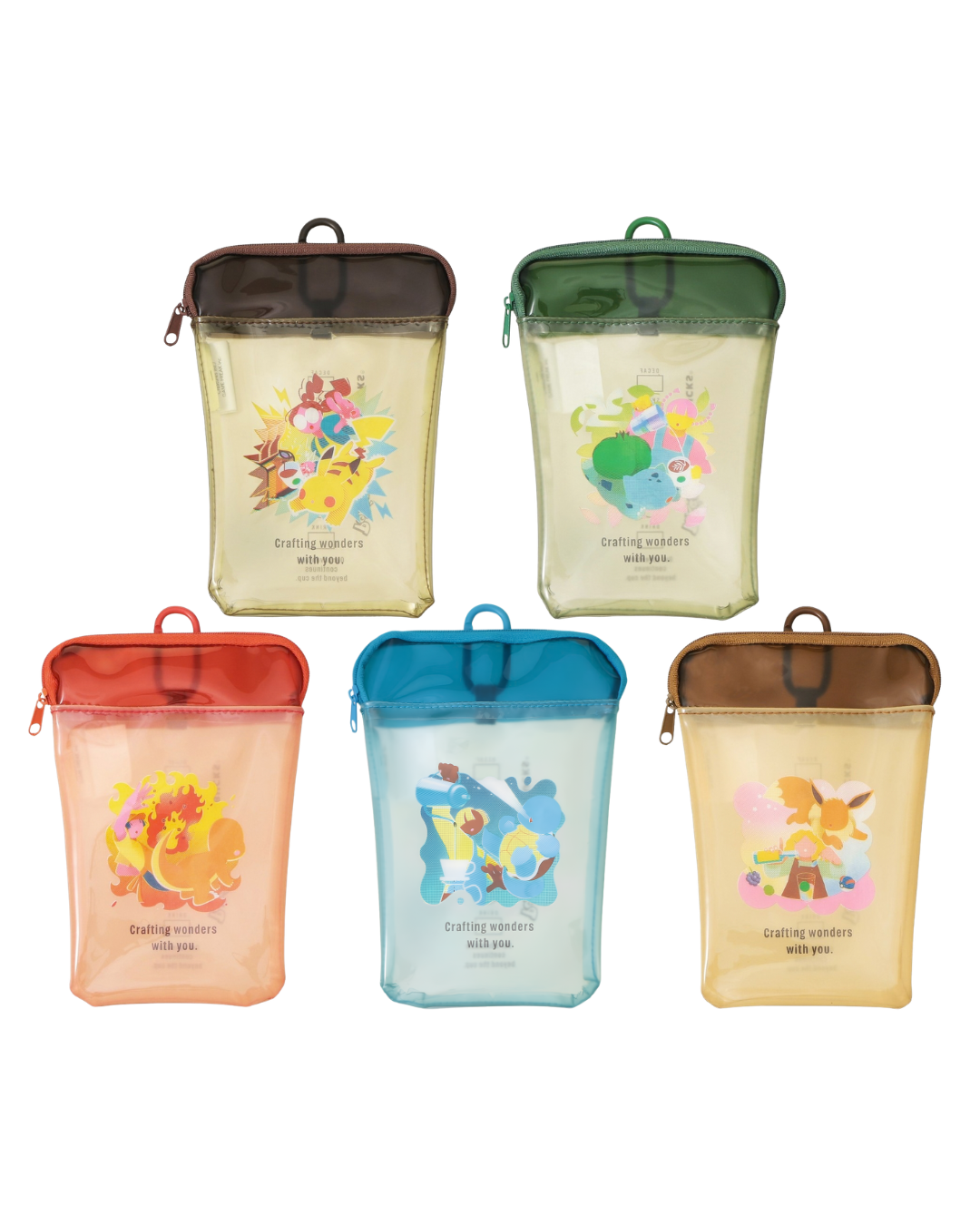 Pokémon + Starbucks Japan Cup-Shaped PVC Pouch – Pikachu, Bulbasaur, Charmander, Squirtle & Eevee