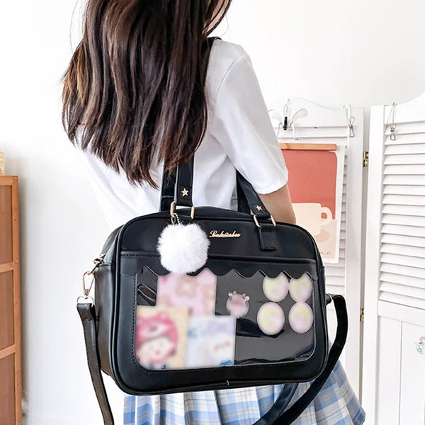 Ita Bag 2WAY School Shoulder Bag – PU Leather Clear Design, A4 Size | Oshikatsu Bag