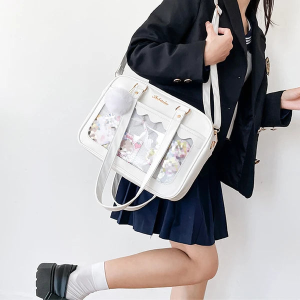 Ita Bag 2WAY School Shoulder Bag – PU Leather Clear Design, A4 Size | Oshikatsu Bag