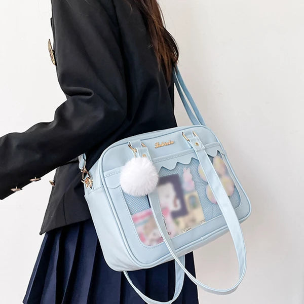 Ita Bag 2WAY School Shoulder Bag – PU Leather Clear Design, A4 Size | Oshikatsu Bag