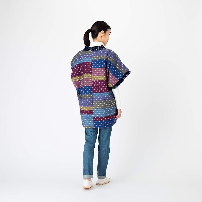 Hanten Kurume pour femmes Watanosato – Style Yakko en patchwork aléatoire, fabriqué au Japon