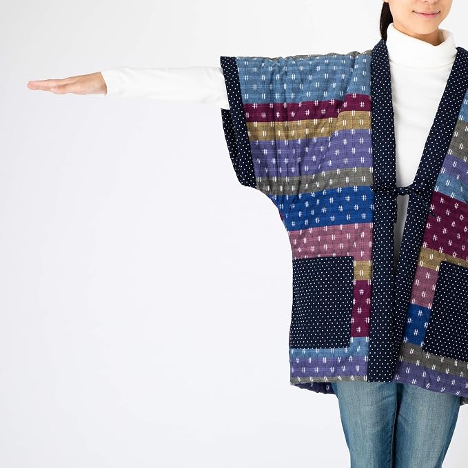Hanten Kurume pour femmes Watanosato – Style Yakko en patchwork aléatoire, fabriqué au Japon