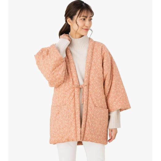 Cotton Town Watanosato Women's Quilted Hanten – Small Flower Print, Free Size
