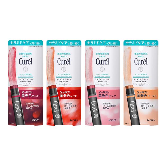 Curel Lip Care Cream – Color Lip Balm, Bordeaux / Red / Pink / Beige, 4.2g[Alcohol-free]