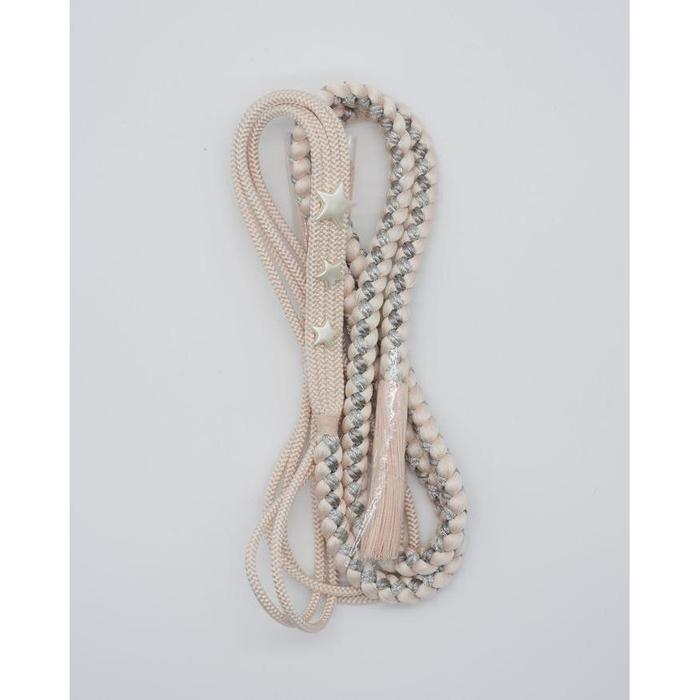 Vintage Japanese Obijime Cord – Cream with Silver Accents and Star Details