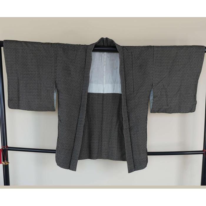 Vintage Haori – Black & White Geometric Circle Pattern