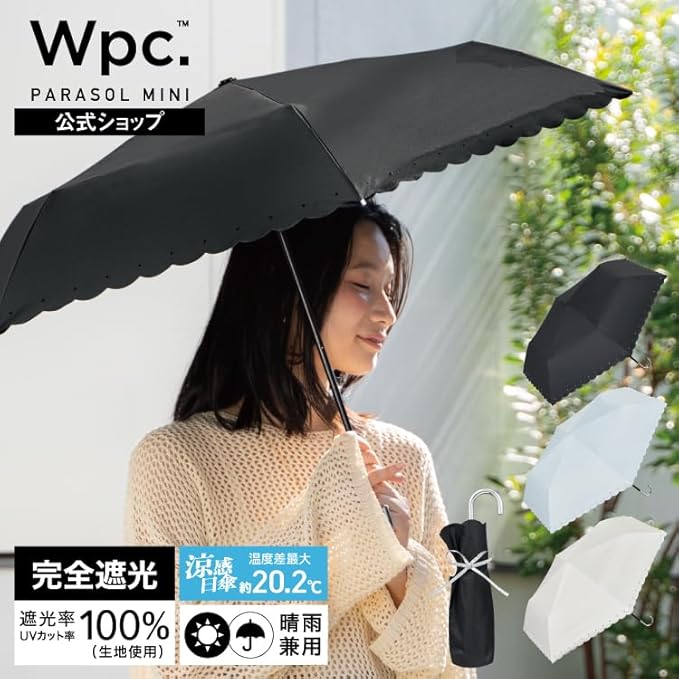 Wpc. Shading Silver Ribbon Heart Mini Folding Parasol – 100% UV Cut, Rain or Shine