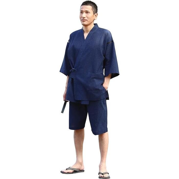 WATANOSATO Kurume Chijimi Jinbei Set – Breathable Cotton, Traditional Japanese Loungewear for Men, Casual Summer Wear (8 Colors, Sizes S–3L)