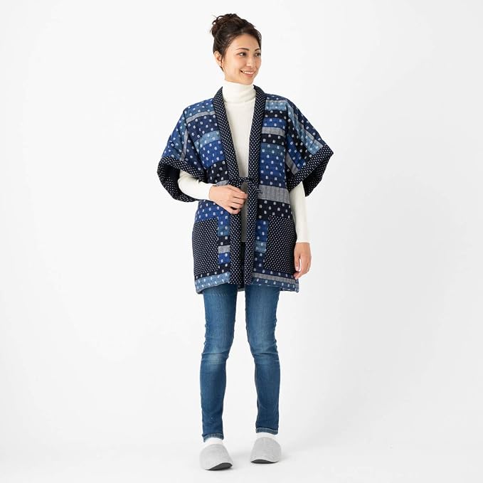 Hanten Kurume pour femmes Watanosato – Style Yakko en patchwork aléatoire, fabriqué au Japon