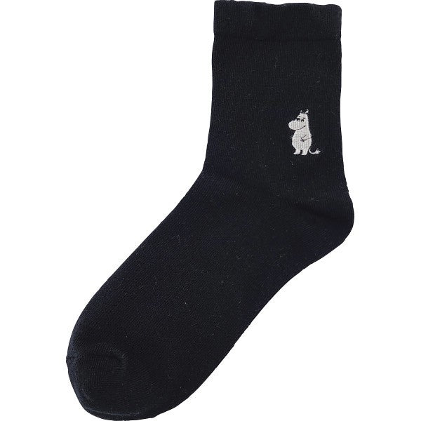 Moomin Relaxed Cuff Socks with Embroidery – Black, 23–25cm