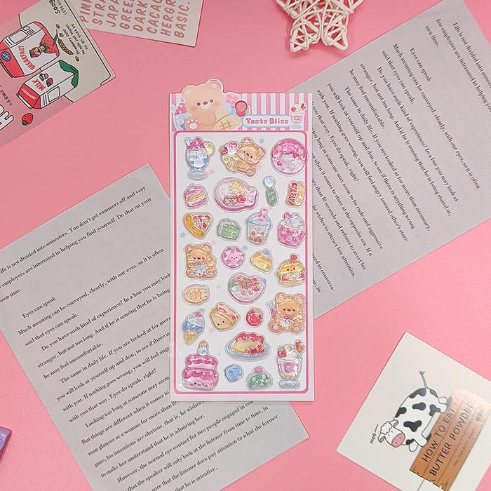 BTD&ENGI Animal Clear Puffy Sticker Sheet