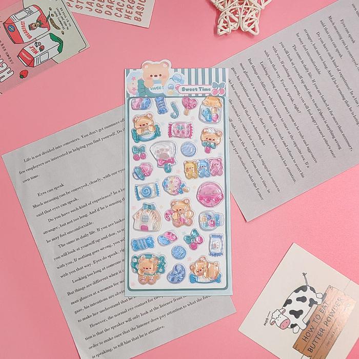 BTD&ENGI Animal Clear Puffy Sticker Sheet