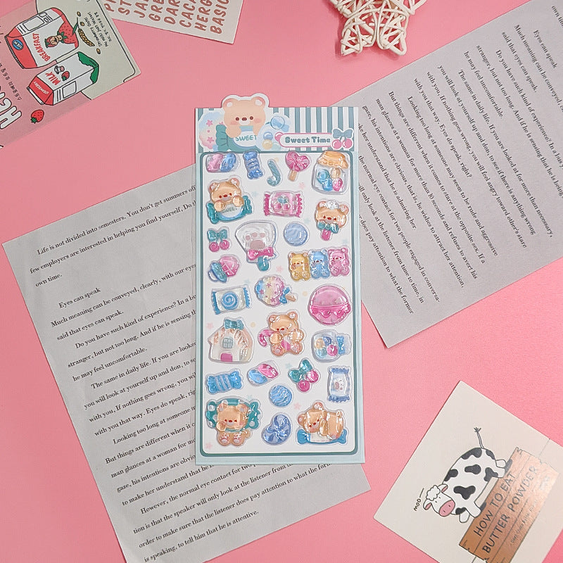 BTD&ENGI Animal Clear Puffy Sticker Sheet
