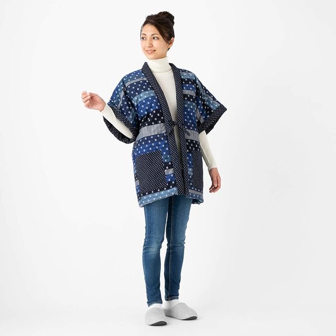 Hanten Kurume pour femmes Watanosato – Style Yakko en patchwork aléatoire, fabriqué au Japon