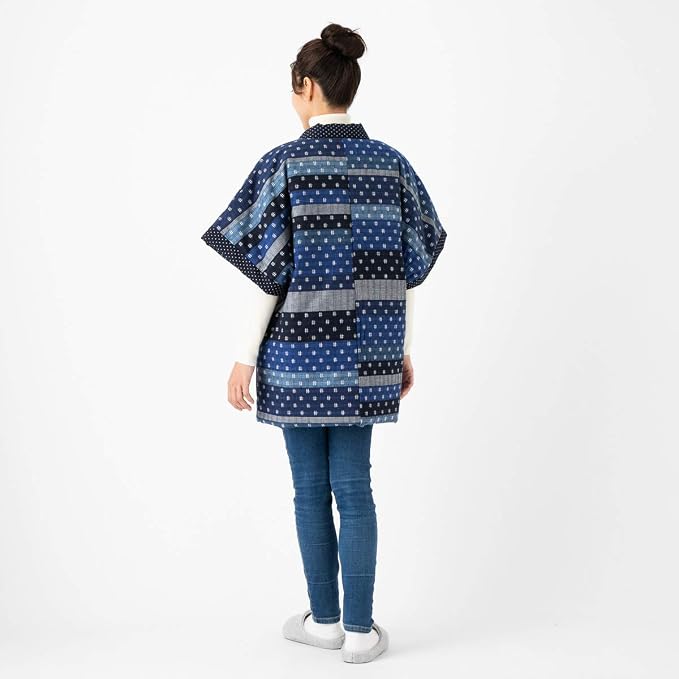 Hanten Kurume pour femmes Watanosato – Style Yakko en patchwork aléatoire, fabriqué au Japon