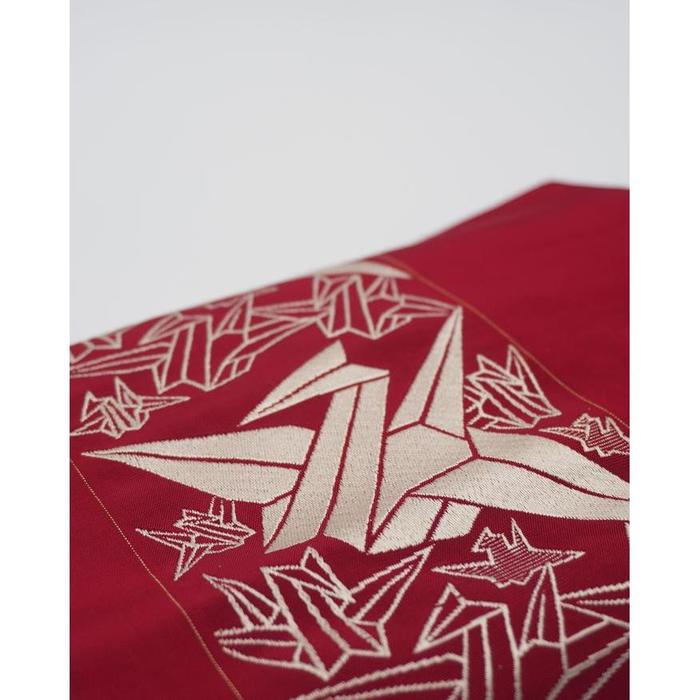 Vintage Japanese Nagoya Obi Belt – Red with paper Crane Pattern