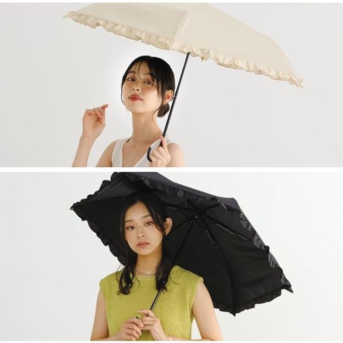 Wpc. Shading Classic Frill Mini Folding Parasol – 100% UV Cut, Rain or Shine