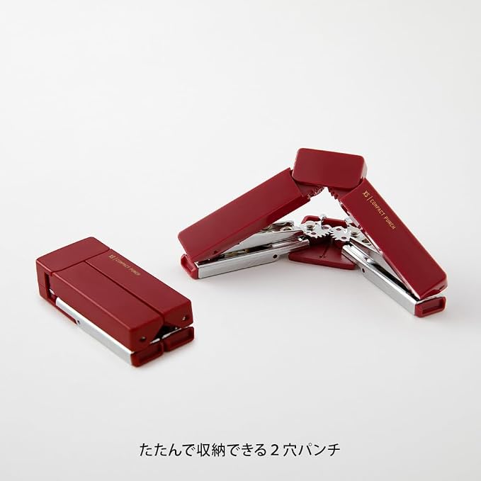 MIDORI XS Compact Punch – Foldable 2-Hole Punch, Enji