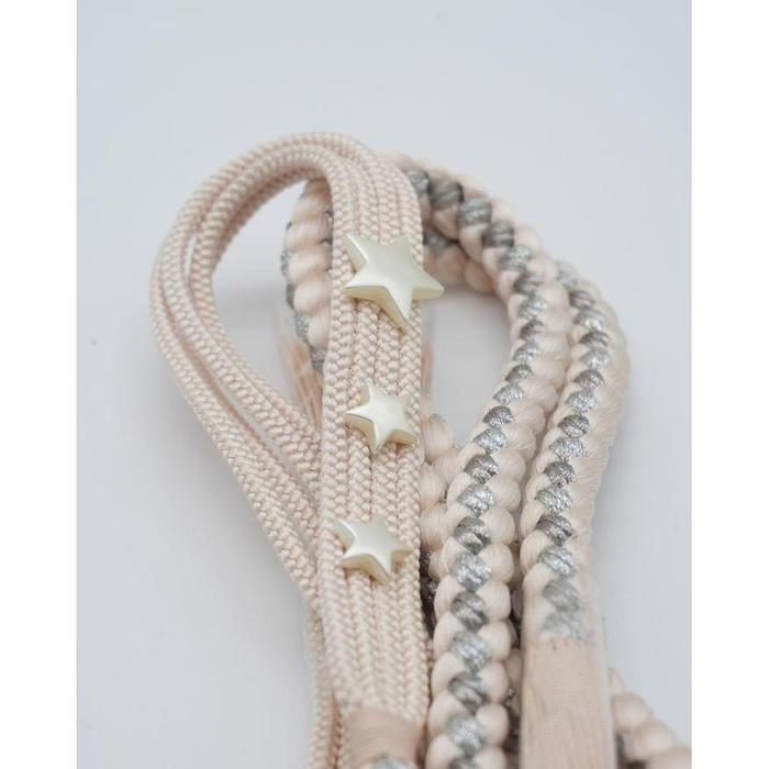 Vintage Japanese Obijime Cord – Cream with Silver Accents and Star Details