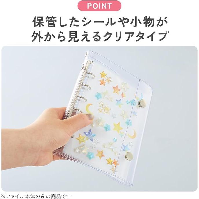 KOKUYO Kollektion Datei A6 Transparent – 6-Ring Nachfüllbarer Sticker- und Kleinteileordner GFU-HB101T