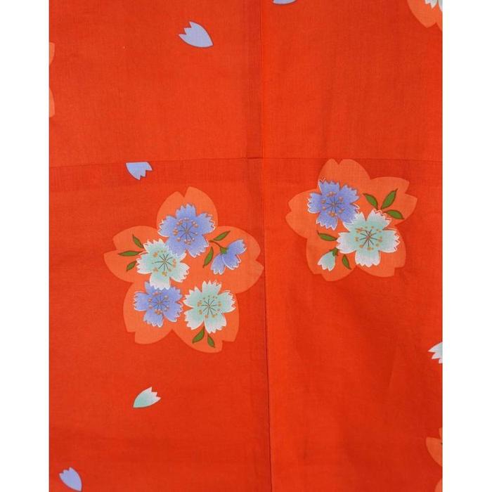Summer Japanese Yukata – Orange Floral, Cotton, SIZE good on 165cm-175cm