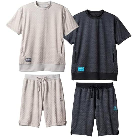 Colantotte RESNO MAGNE Recovery Wear PLUS Short-Sleeve Top & Bottom Set, Heather Gray, S / M / L / XL, Men & Women, Medical Device