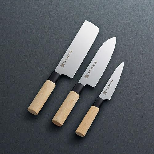 Noshu Sonroku japansk kjøkkenkniv 3-delt sett – Santoku, Nakiri & Petty