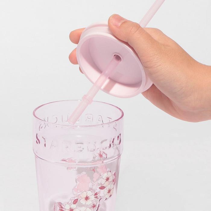 Starbucks Japan Sakura 2026 Glass Tumbler Pink 473ml with Lid & Straw – Cherry Blossom Limited Edition