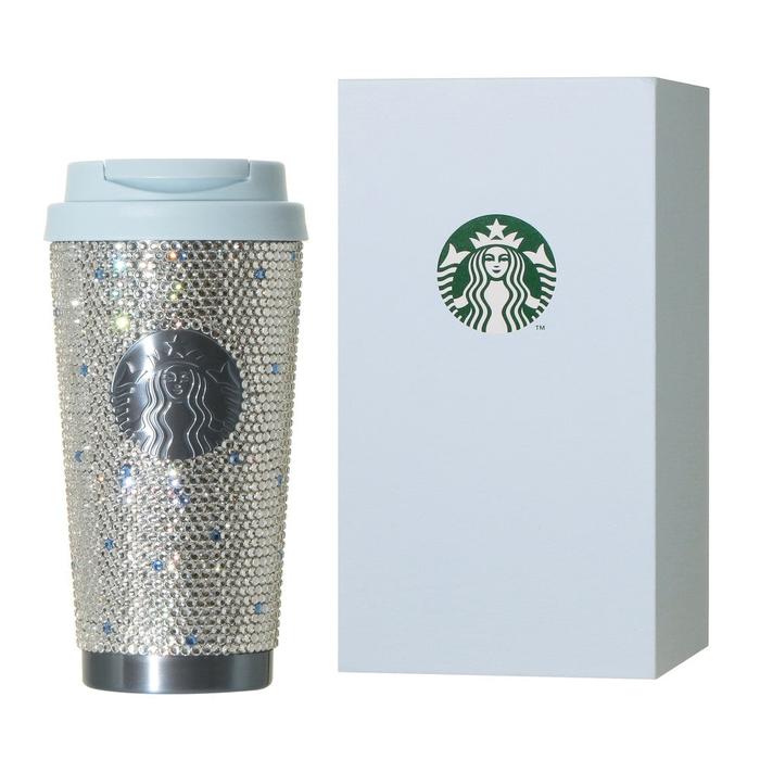 Starbucks Japan Sakura 2026 Stainless Steel Tumbler Rhinestone Airy Blue 473ml – Sparkling Limited Edition