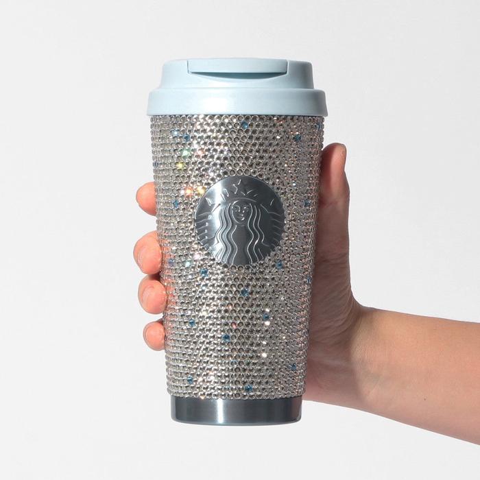 Starbucks Japan Sakura 2026 Stainless Steel Tumbler Rhinestone Airy Blue 473ml – Sparkling Limited Edition