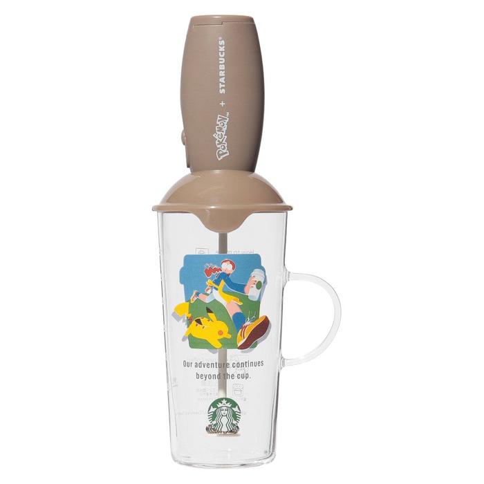 Pokémon + Starbucks Japan Milchaufschäumer & hitzebeständiger Glasbecher Set – Kaffee Abenteuer Pikachu