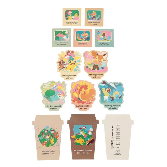 Pokémon + STARBUCKS Kunstklistremerkesett – 13 klistremerker