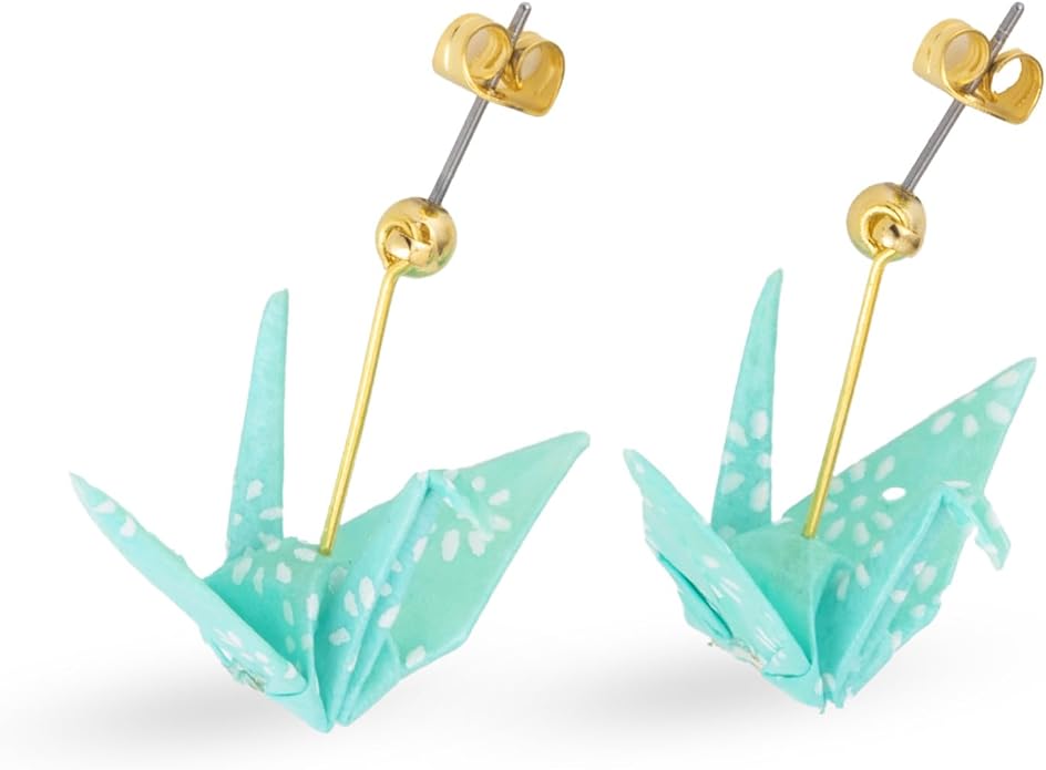 Noren Handgefertigte Origami-Ohrringe – Washi und chirurgischer Edelstahl