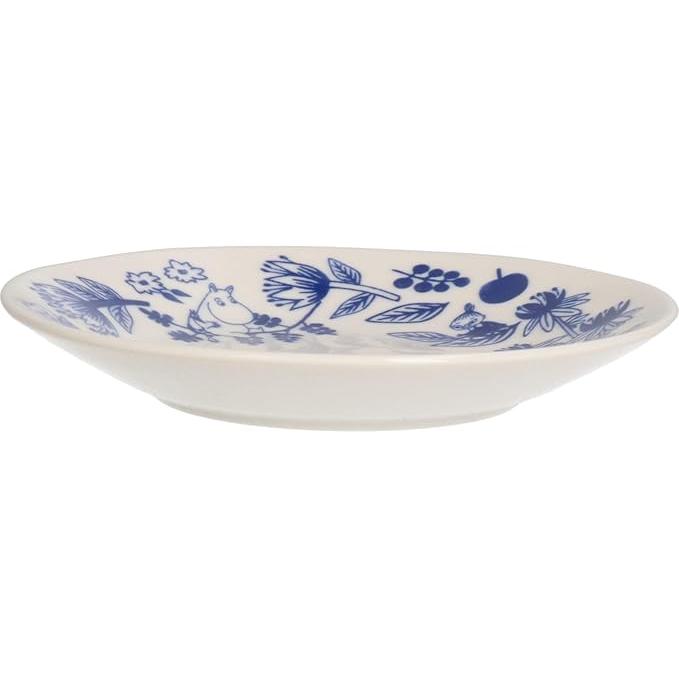 Moomin Blue Flora 13 cm Ceramic Plate – Cobana Small Flower Design | Yamaka Japan (Microwave & Dishwasher Safe)