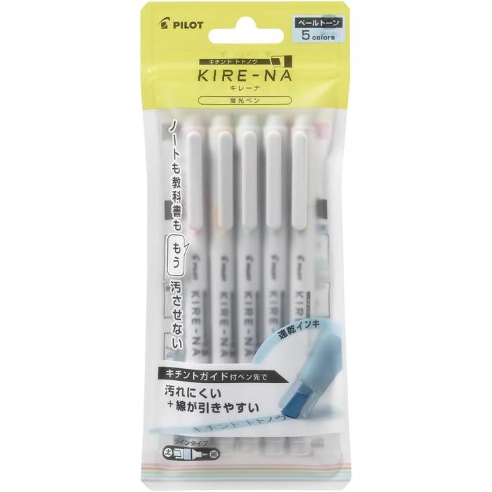 PILOT KIRE-NA Highlighter Marker – Pale Color Set (5 Colors, SKIW-15C2)