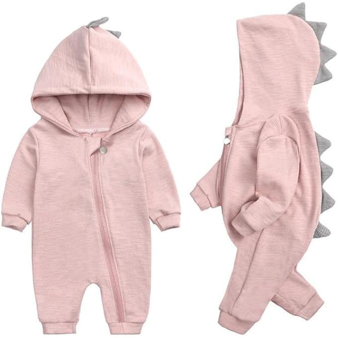 MarineBlue Dinosaur Baby Romper – Long Sleeve Cotton Coverall (Unisex, 60–90 cm)