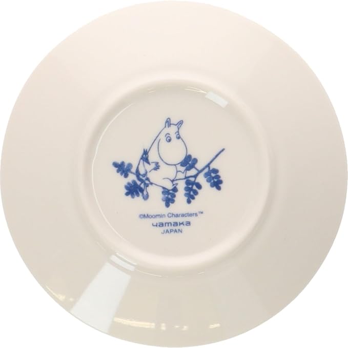 Moomin Blue Flora 13 cm Ceramic Plate – Cobana Small Flower Design | Yamaka Japan (Microwave & Dishwasher Safe)