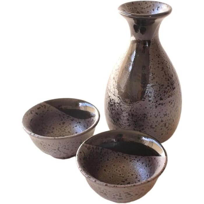Ale-net Crystal Oribe Sake Set – Tokkuri & Ochoko | Mino Ware, Japanese Pottery, 320ml - 1 cup