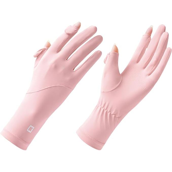 [PALAME] Women's UV Protection Gloves – Cloud-Like Ice Silk, UPF50+ Cooling Comfort [25cm, Fingerless, Smartphone-Compatible]