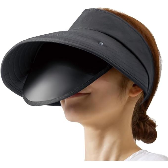 Alphax UV Protection Sun Visor Hat – Retractable Glass Visor, Black