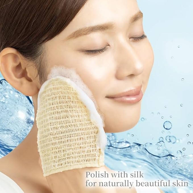 Rich Silk Reward Face Mitten – 100% Kibiso Silk Facial Cleansing & Exfoliating Puff, Made in Japan