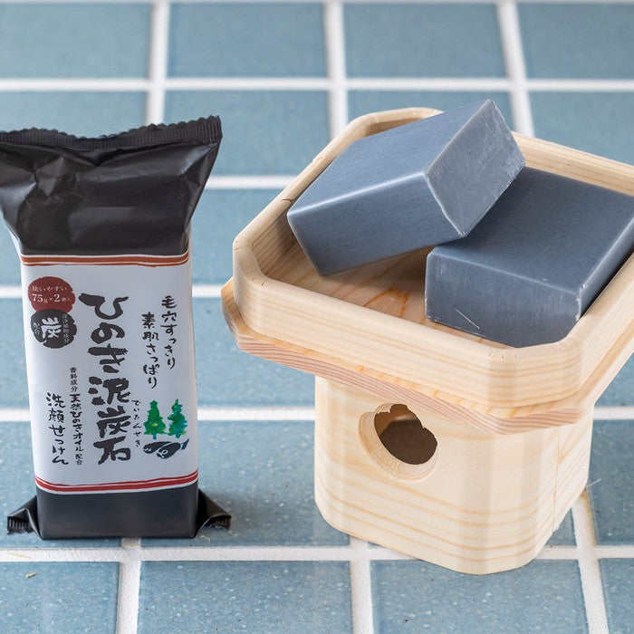 DEITANSEKI Set of 3 soaps with bentonite clay and Hinoki tree extract for oily and blackhead skin [Alcohol-free]
