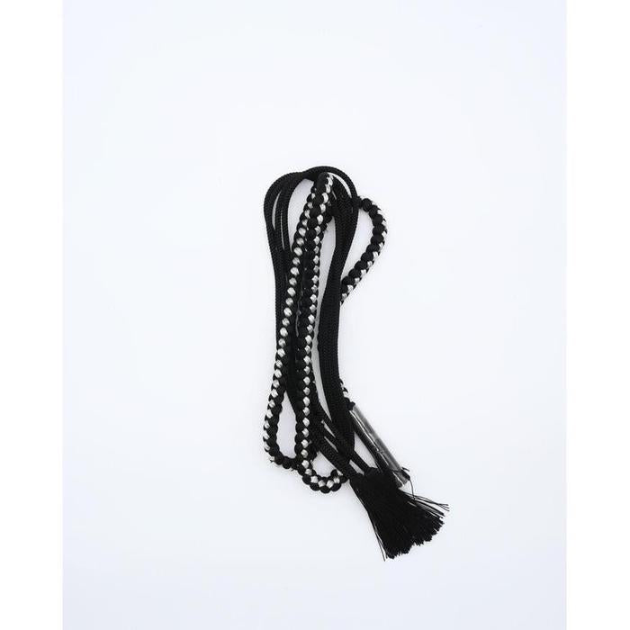 Vintage Japanese Obijime Cord – Black with White Braided Pattern